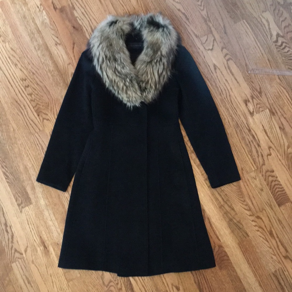 Elie Tahari Wool Coat w/Removable Fur Collar